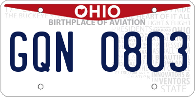 OH license plate GQN0803