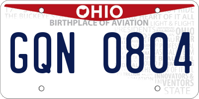 OH license plate GQN0804