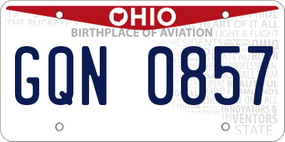 OH license plate GQN0857