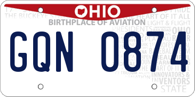 OH license plate GQN0874