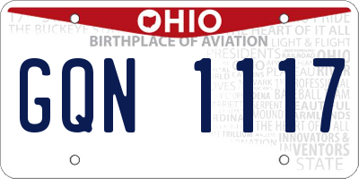 OH license plate GQN1117