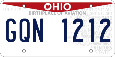 OH license plate GQN1212
