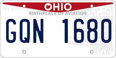 OH license plate GQN1680