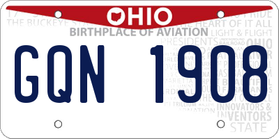 OH license plate GQN1908