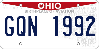 OH license plate GQN1992
