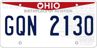 OH license plate GQN2130