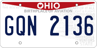 OH license plate GQN2136