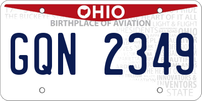 OH license plate GQN2349
