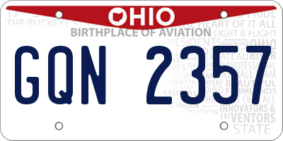 OH license plate GQN2357