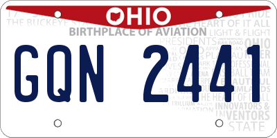 OH license plate GQN2441