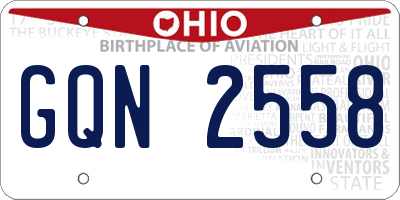 OH license plate GQN2558