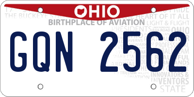 OH license plate GQN2562