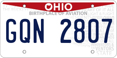 OH license plate GQN2807