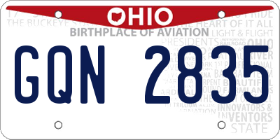 OH license plate GQN2835