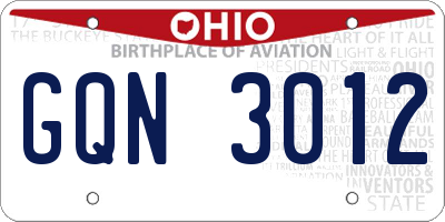 OH license plate GQN3012