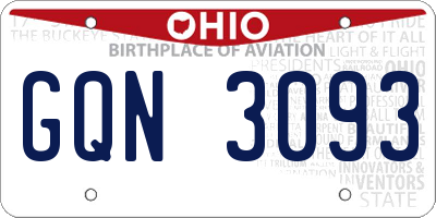 OH license plate GQN3093