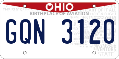 OH license plate GQN3120