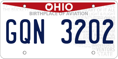 OH license plate GQN3202
