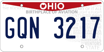 OH license plate GQN3217
