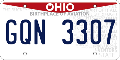 OH license plate GQN3307