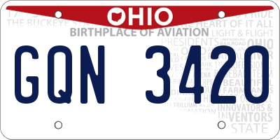 OH license plate GQN3420
