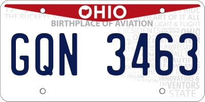 OH license plate GQN3463