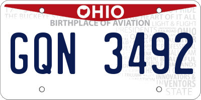 OH license plate GQN3492