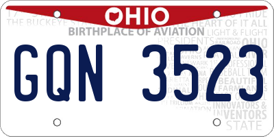 OH license plate GQN3523