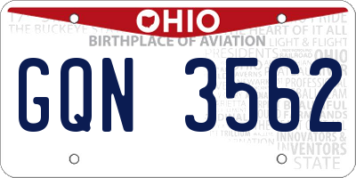 OH license plate GQN3562