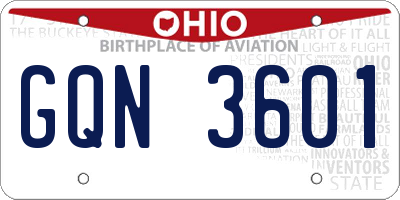 OH license plate GQN3601