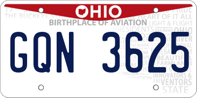 OH license plate GQN3625
