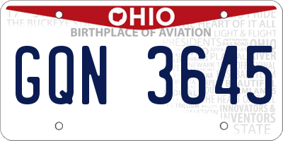 OH license plate GQN3645