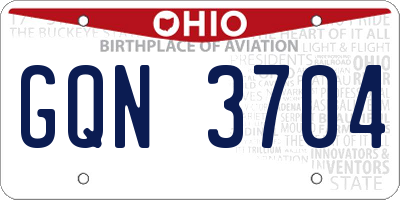 OH license plate GQN3704