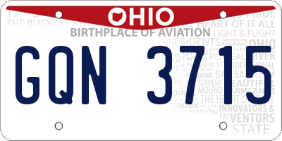 OH license plate GQN3715
