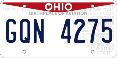 OH license plate GQN4275