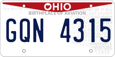 OH license plate GQN4315
