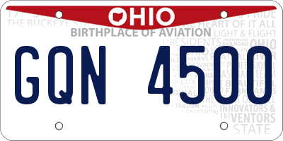 OH license plate GQN4500