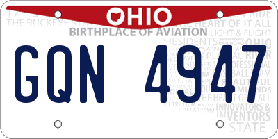 OH license plate GQN4947