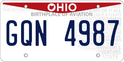 OH license plate GQN4987