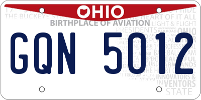 OH license plate GQN5012