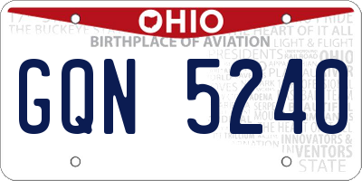 OH license plate GQN5240