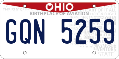 OH license plate GQN5259