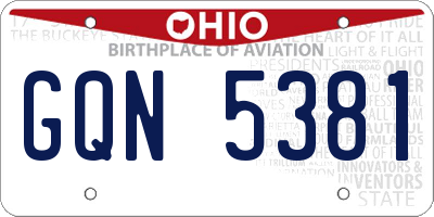 OH license plate GQN5381