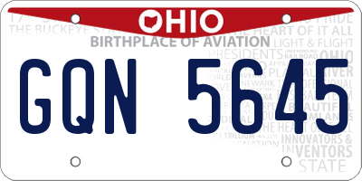 OH license plate GQN5645
