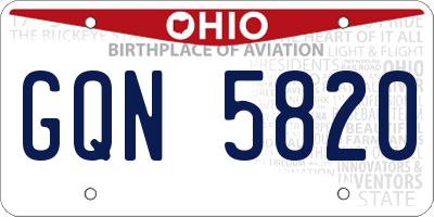 OH license plate GQN5820