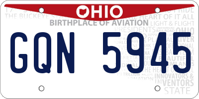 OH license plate GQN5945