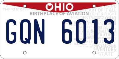 OH license plate GQN6013