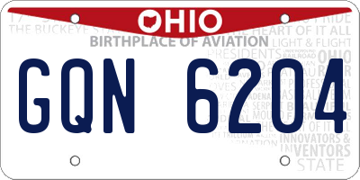 OH license plate GQN6204