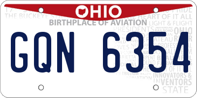 OH license plate GQN6354