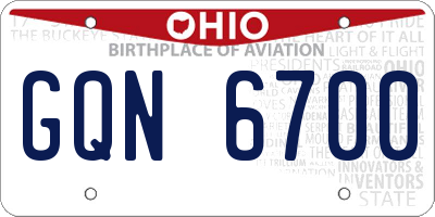 OH license plate GQN6700